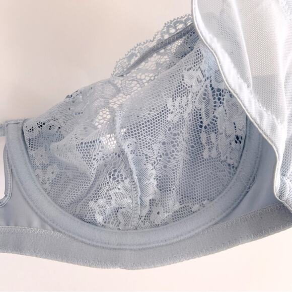 House of Desire Sienna Satin & Lace Bra  Blue Romantic Underwire Size 3X/4X NEW - Picture 13 of 16